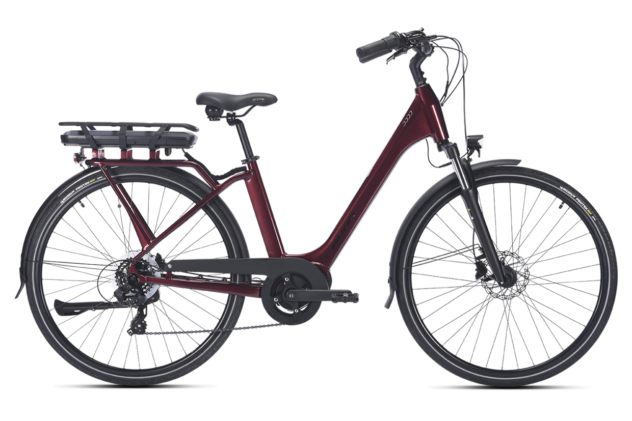 Vélo urbain éléec Sunn ON rouge vue profil