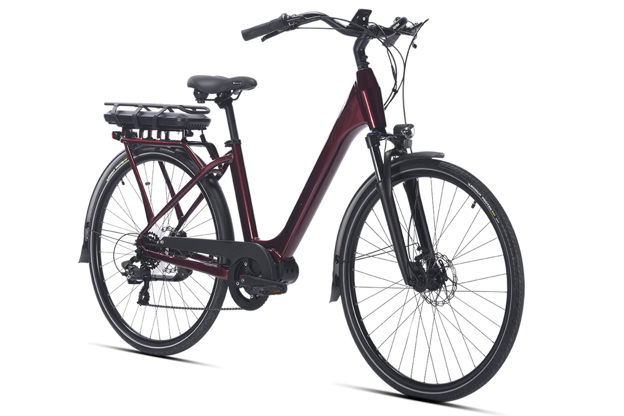 Vélo urbain éléec Sunn ON rouge vue de côté