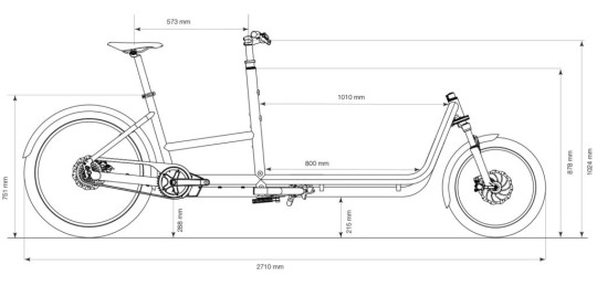 Velo cargo Douze X Sunn schéma dimensions